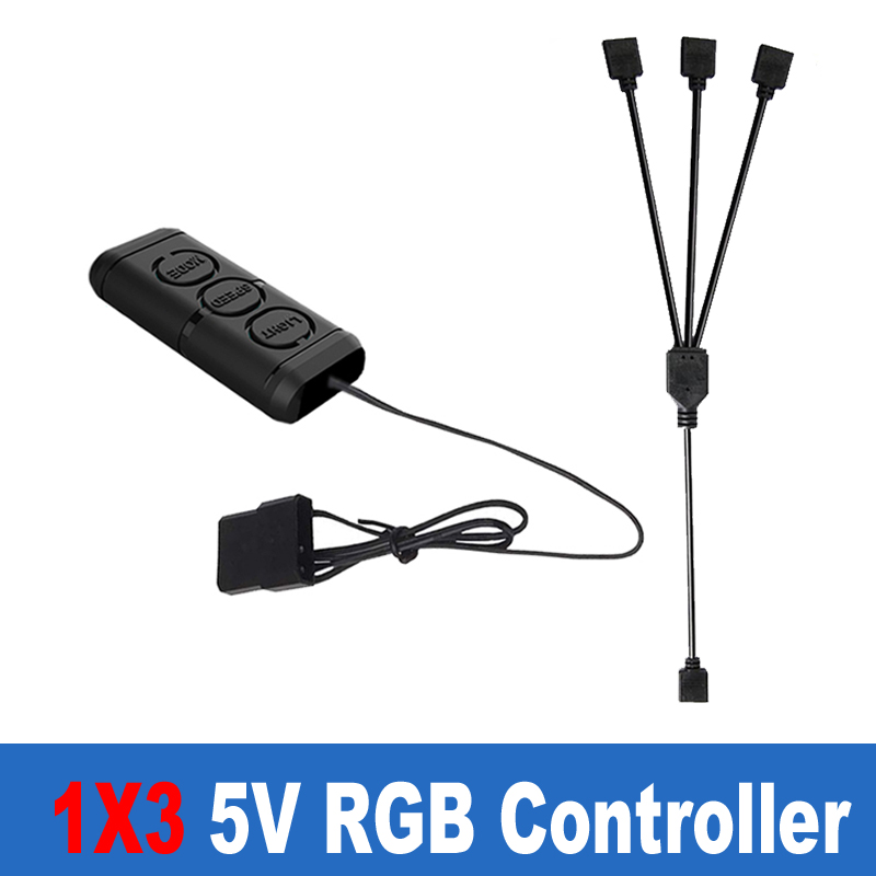 Molex 5V 3-Pin RGB ARGB AURA 3 Knop Controller w/2 3 4 5 RGB Splitter hub Adapter Kabel voor RGB Strip Verlichting Fans Koelers