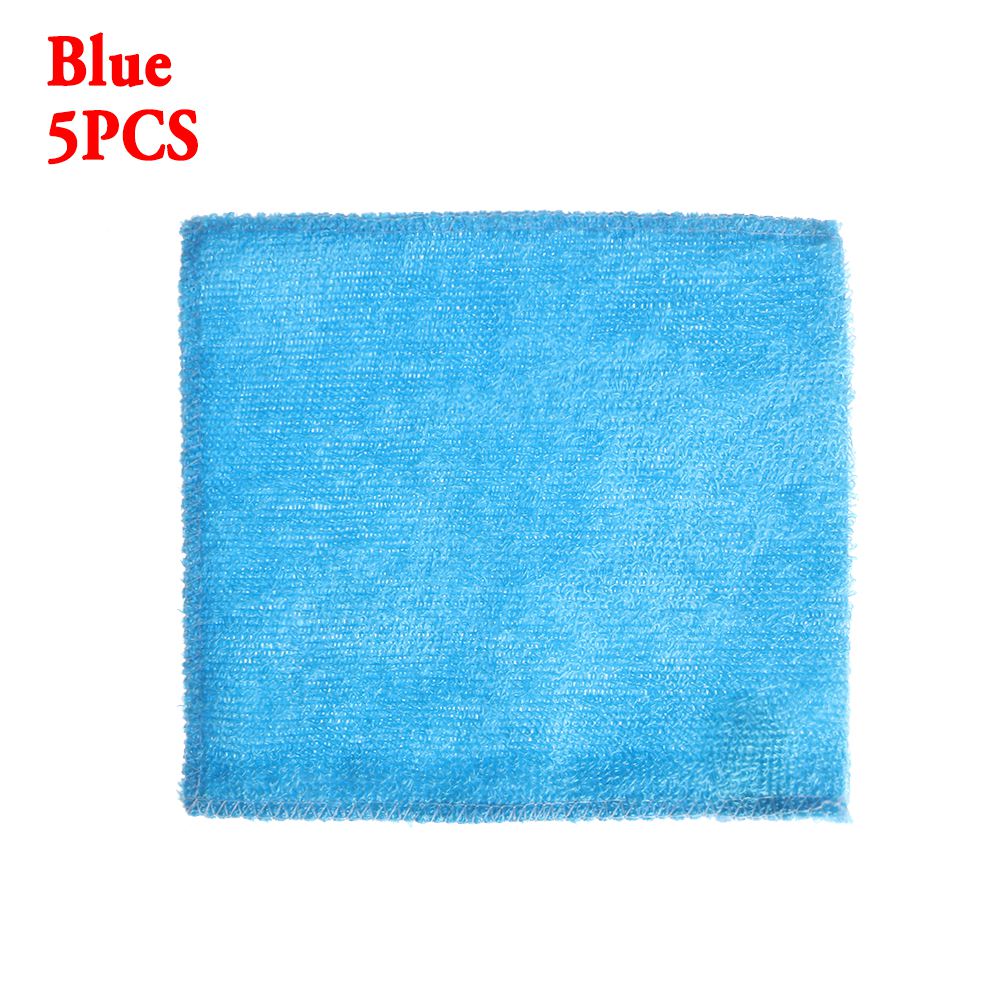 Paño antigrasa para platos, toalla de lavado de fibra de bambú, estropajo para cocina y hogar, trapos de limpieza mágicos, suministros para el hogar y la vida, 5 uds.: Blue