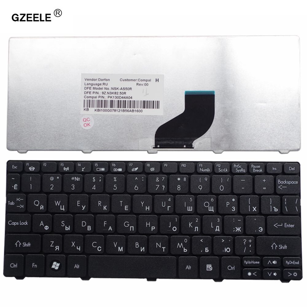 GZEELE-teclado para Acer Aspire One D255 D255E D257 AOD257 D260 D270 AOD260 AO521 AO532 AO533 532 532H 521 533 ruso: Negro