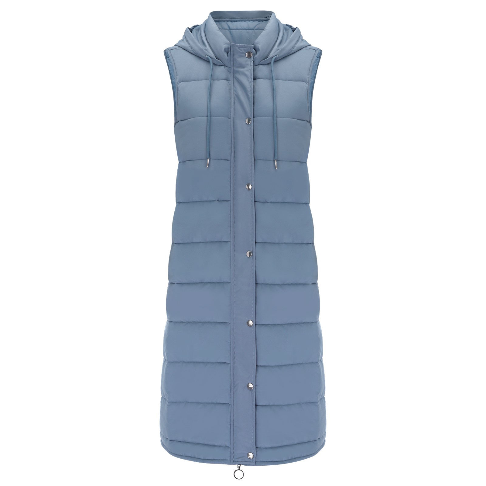 Winter Women's Long Quilted Jacket With Hood Outdoor Sleeveless Down Vest Winter Warm Quilted Coat With Pockets Thermal Parka
