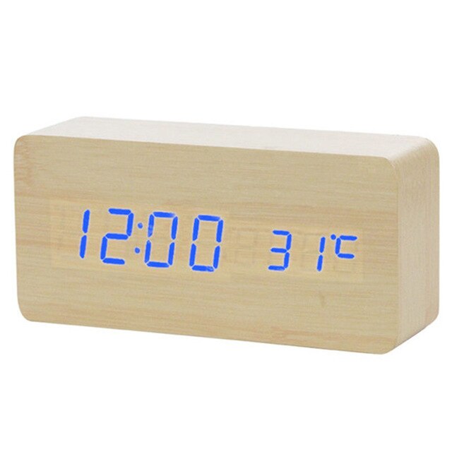 Led Houten Wekker Horloge Tafel Voice Control Digitale Hout Despertador Elektronische Desktop Usb/Aaa Aangedreven Klokken Tafel Decor: Y