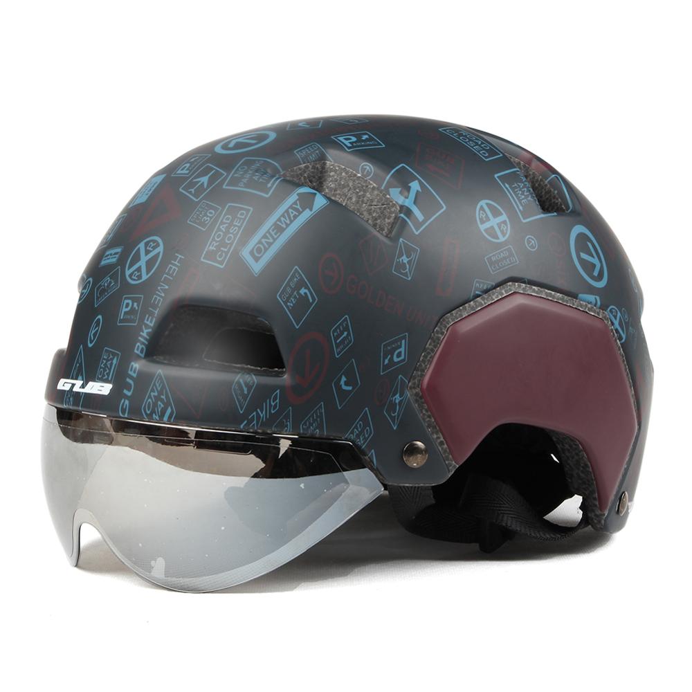 Men Women Ultralight Cycling Helmet MTB Mountain Road Bike Helmet with Goggles Breathable Integrally Molded GUB V3: Graffiti / L(56-61cm)