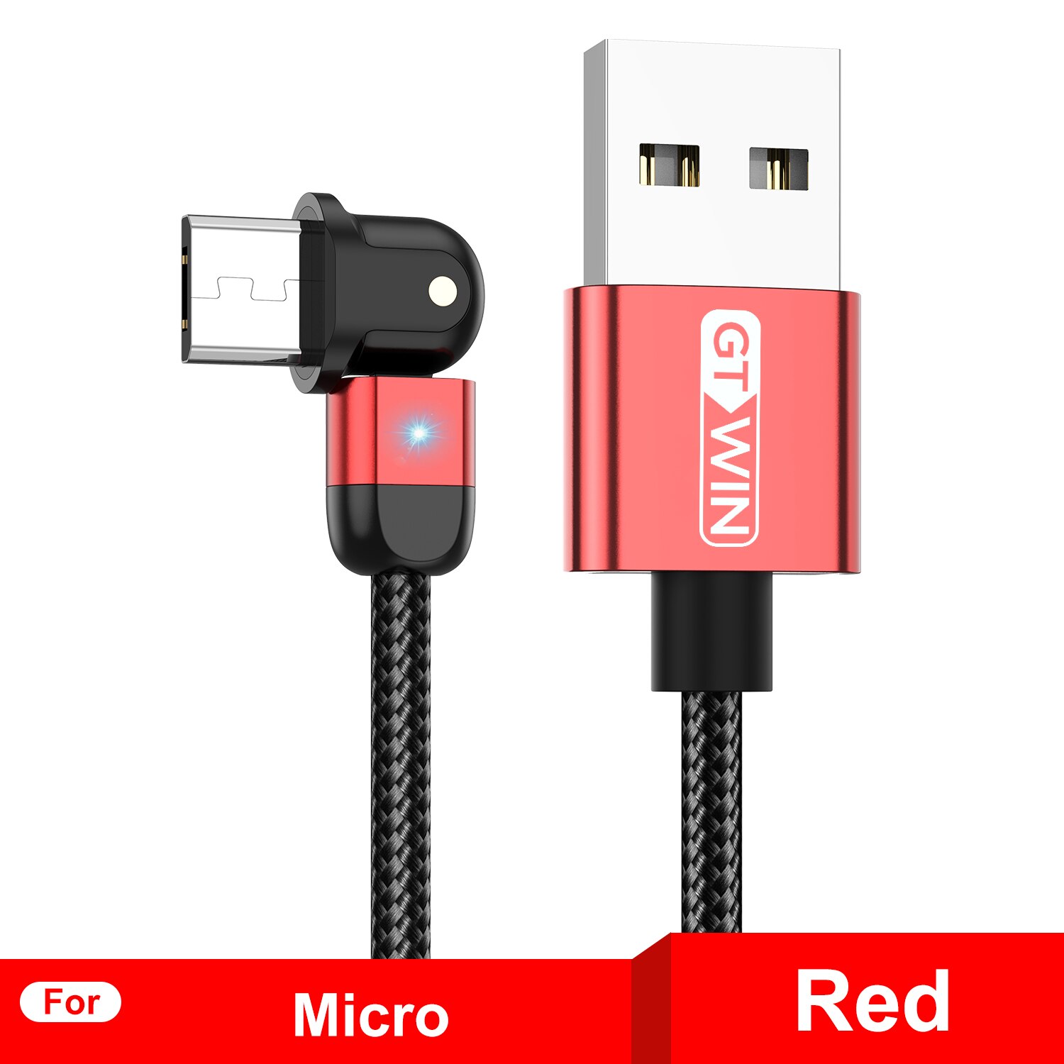 GTWIN 3A Micro USB Cable 180 Degree Fast Charging Data Cable For Samsung Xiaomi Huawei Microusb Android Mobile Phone Charger: Red / 1m