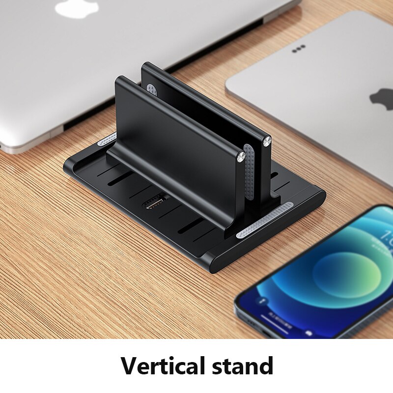 Verticale Verstelbare Laptop Stand Draagbare Notebook Mount Ondersteuning Base Houder Voor Macbook Air Pro Ipad Met Telefoon Tablet Houder: Standard black