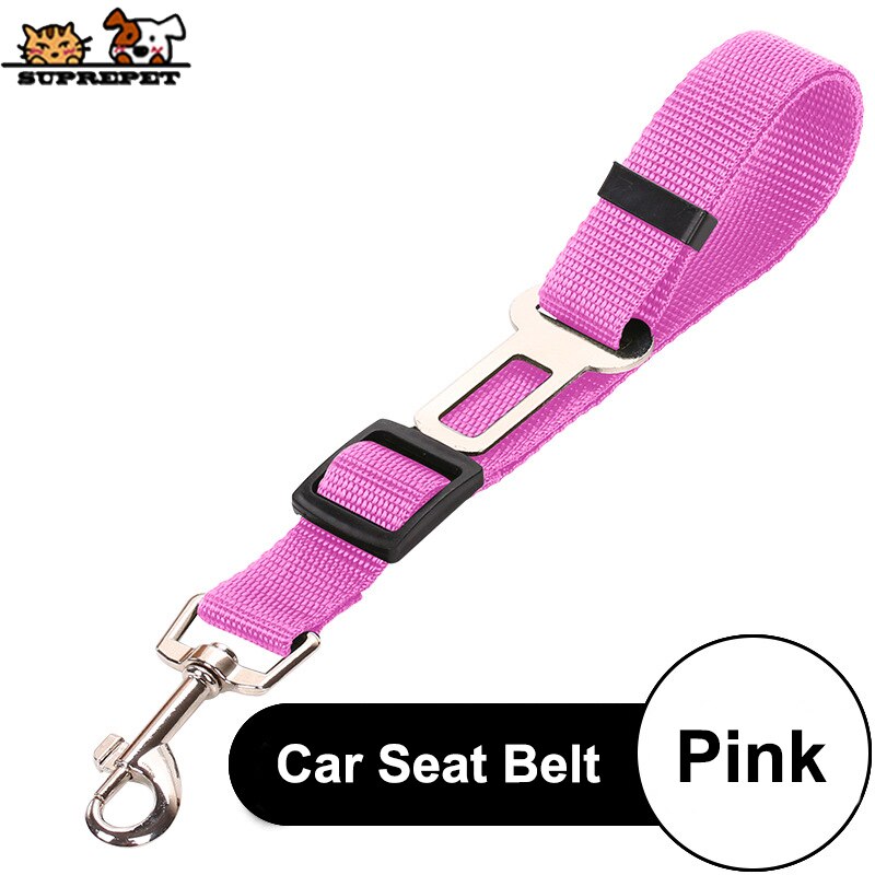 Suprepet Pet Dog Seat Belt Nylon Autogordel Voor Hond Veiligheid Hond Riem In Auto 65 Cm Verstelbare Puppy kraag Leash Halsband: Roze