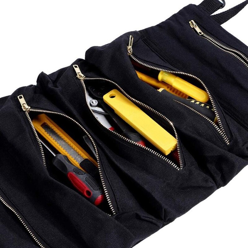 Multi-Purpose Tool Roll Up Tas Moersleutel Roll Pouch Canvas Tool Auto Ehbo-kit Opknoping Tool Rits Carrier tote