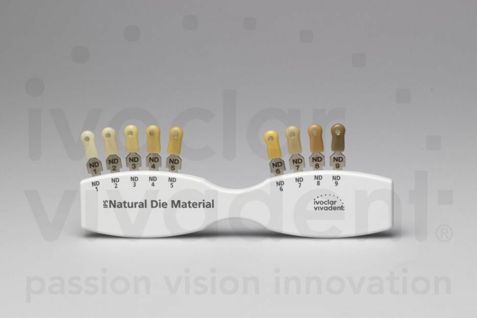 1Kit IPS Natural Die Shade Guide Dental Color Veneer Ivoclar Vivadent ND1-9 Abutment Original