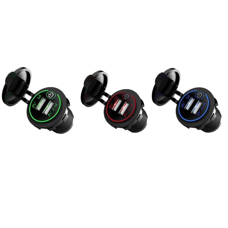 Waterdichte 12V 24V Dual USB LED Car Charger Met Touch AAN UIT Schakelaar Kabel Voor Auto Boot marine Truck Motorfiets Camper Veh