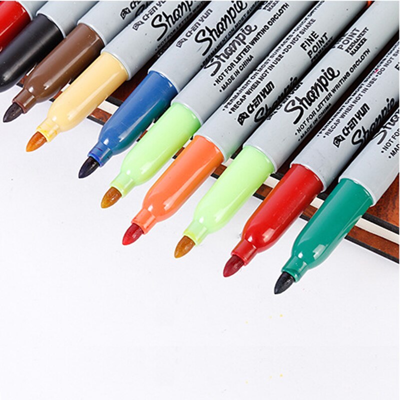 12pçs conjunto de canetas marcador de óleo yue cai, canetas coloridas de marcador de óleo, caneta de arte em cores permanente