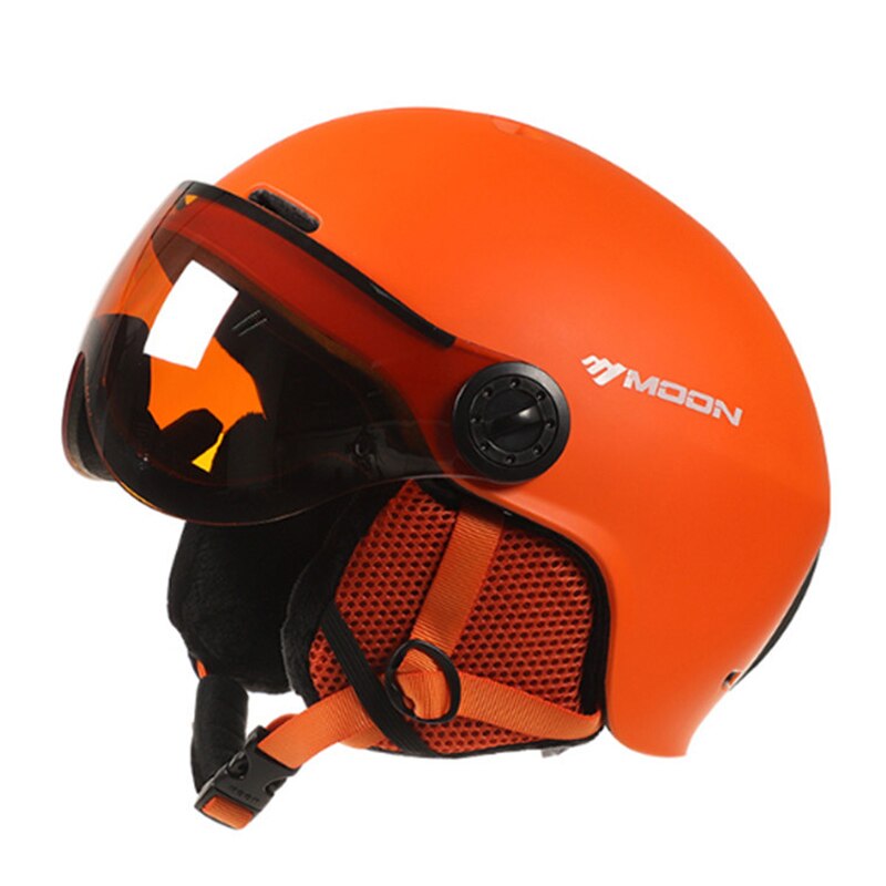 Skiën Helm Bril Integraal Gegoten Pc + Eps Hoge Ski Helm Outdoor Sport Ski Snowboard Skateboard Helmen: Orange M(55-58cm)