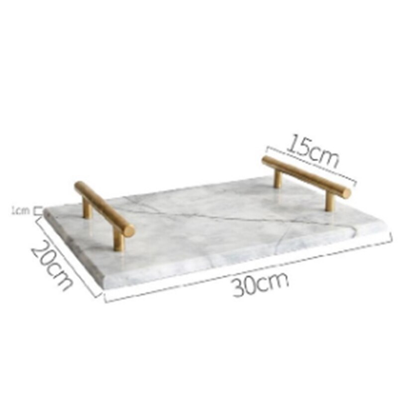 Nordisk stil gullbelagt håndtak keramisk marmorbrett oppbevaringsbrett oppbevaringstavle kake desserttallerken sushi tallerken smykker display tr
