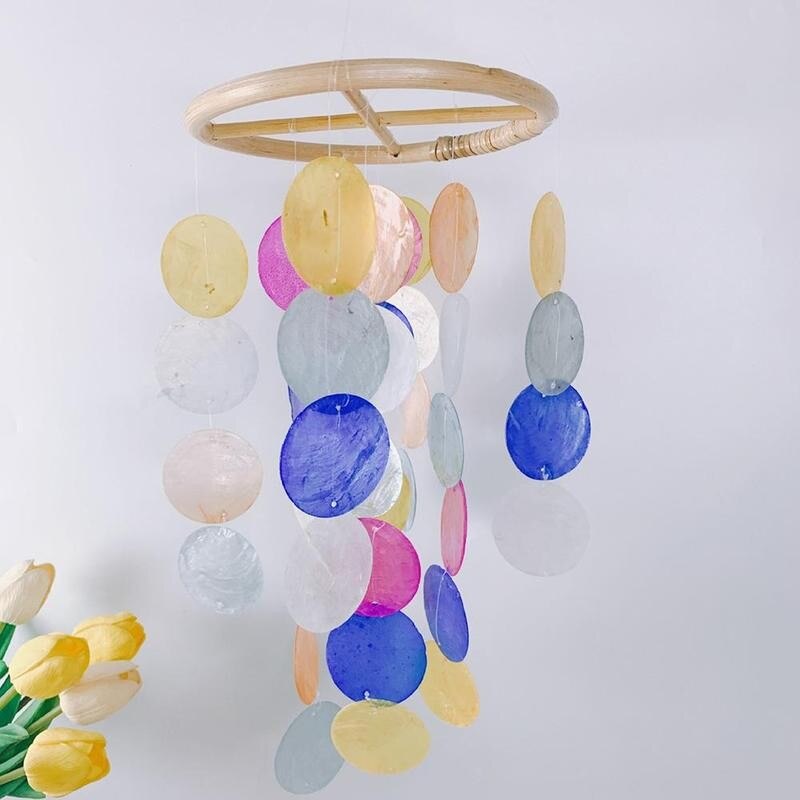 Campana de viento colgante para decoración de jardín, cascabel de viento de 50cm en 8 colores, estilo nórdico para oficina, habitación de niños y guardería