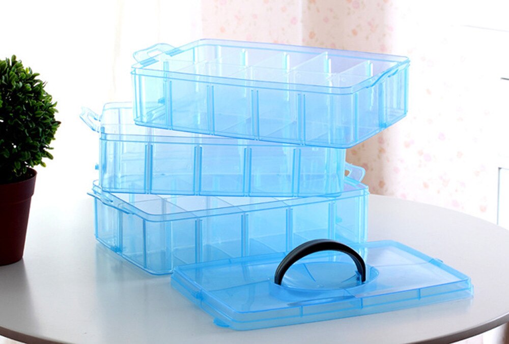 25# Multi-compartment Jewelry Bead Storage Box Clear Plastic Organizer With Handle Large-capacity Multifunctional container