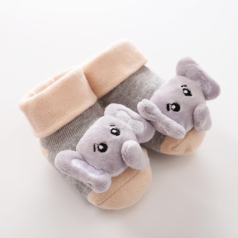6 färger söt tecknad nyfödda barn casual halkfria strumpor bebis flicka pojkar halkskydd sockor klockor toffelstövel småbarnsstrumpor: 03 / 12m