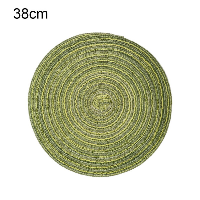 Nordisk rundbordsmatta anti-slip dryckunderlägg isolerade solida placemats linne halkfri ramie matta köksredskap för heminredning: Grön 38cm