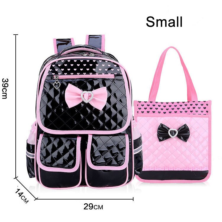 Leuke Rugzak Schooltas Voor Meisjes Pu Waterdichte Schooltassen Voor Meisjes 1-3-6 Grade Orthopedische Schooltas voor Meisjes: Small-Black 1 Set