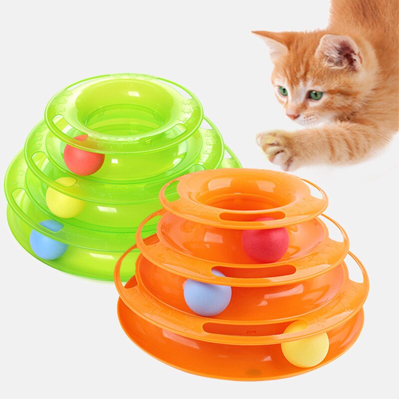 Intelligence Amusement triple disc cat toys ball Training Amusement plate Kitten Three Levels pet cat toy Tower Tracks Disc cat