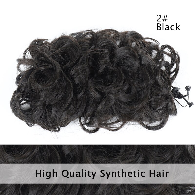 LUPU Messy Hair Chignon Black Brown Donut Updo Synthetic Hair Bun For Women Heat Resistant Fiber Hair Accessories: 2