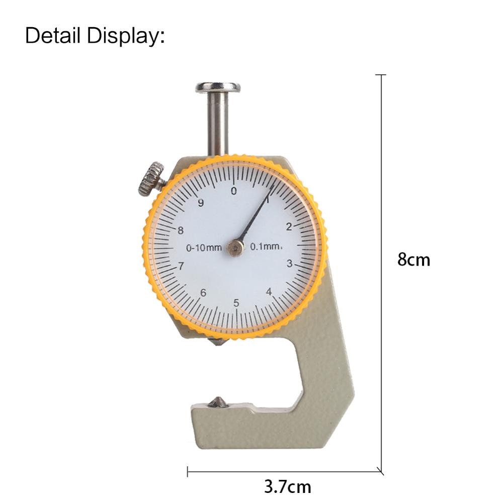 Silver Yellow Metal Leather Thickness Meter Width Measurement Thickness Gauge Durable Dial Tester Micrometer Leather Gauge