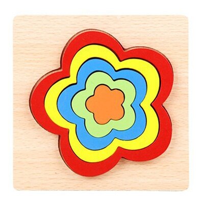 1PCS Wooden Puzzle Toys for Children Geometric Shape Montessori 3D Puzzle Toys for Baby Early Educational Learning: E