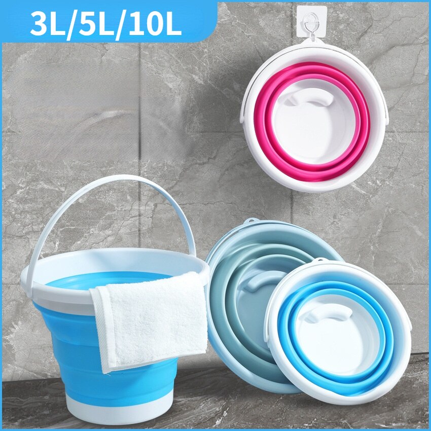 10L/5L/3 Collapsible Bucket Portable Folding Bucket Lid Silicone Car Washing Bucket Outdoor Fishing Travel Bucket Home Storage