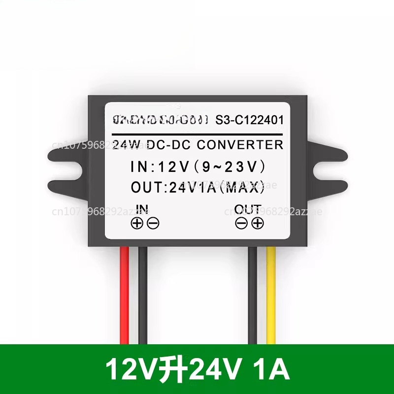 12v to 24v omformer , dc 12v to 24v strømforsyningsforsterkermodul 12v to 24v: Svart