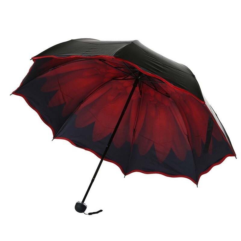 Frauen Regenschirme Spitze Schwarz Falten Regenschirm Reise Regen Winddicht Regenschirm Falten Anti-Uv Sonne/Regen Regenschirm