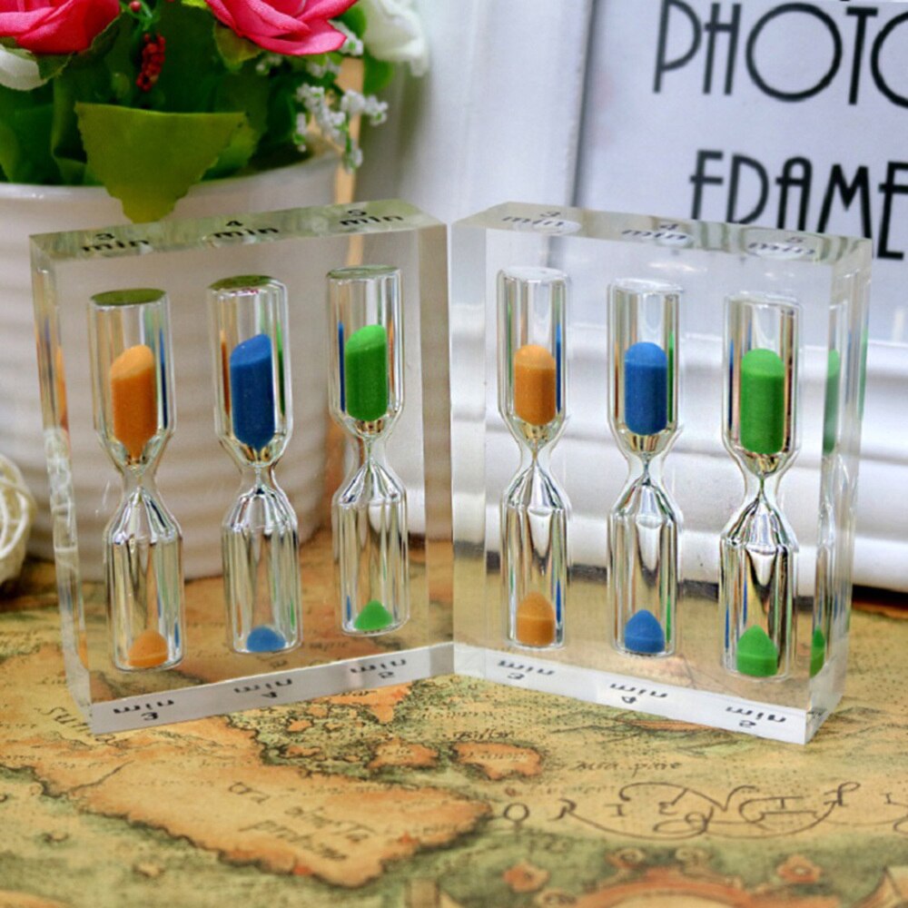3 in 1 Transparent Acrylic Sand Timer 3 4 5 Minutes Colorful Hourglass Sand Clock Timers for Home Office Kitchen
