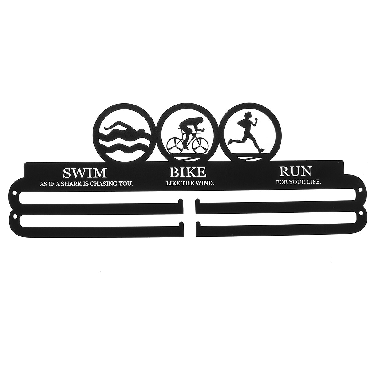 Durable Stainless Steel Medal Hanger Medal Holder Display Rack Running Swimming Gym Marathons Bike Sport Medal Decoration: SWIM BIKE RUN