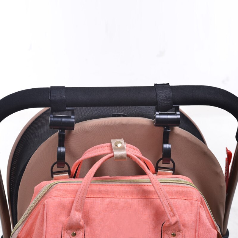 Colgador para bolsa de bebé, ganchos para cochecito, gira 360 grados, accesorios para carrito, 2 uds.