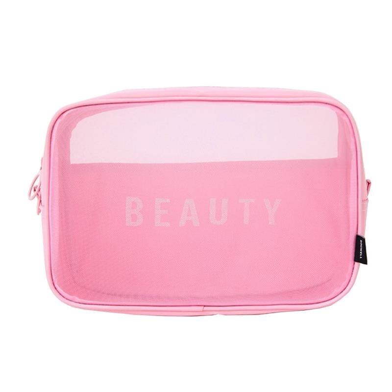 Bolsa con malla para cosméticos de maquillaje bolsa Portátil Bolsa de aseo de viaje organizador de almacenamiento de la bolsa, neceser, limpieza y belleza bolsa: Pink / L