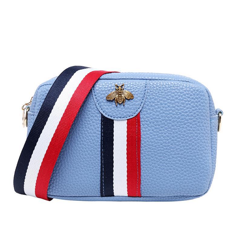 Bee Tassen Vrouwen Schouder/Crossbody Tas Streep Rits Mode Riem Stijl Mini Purse