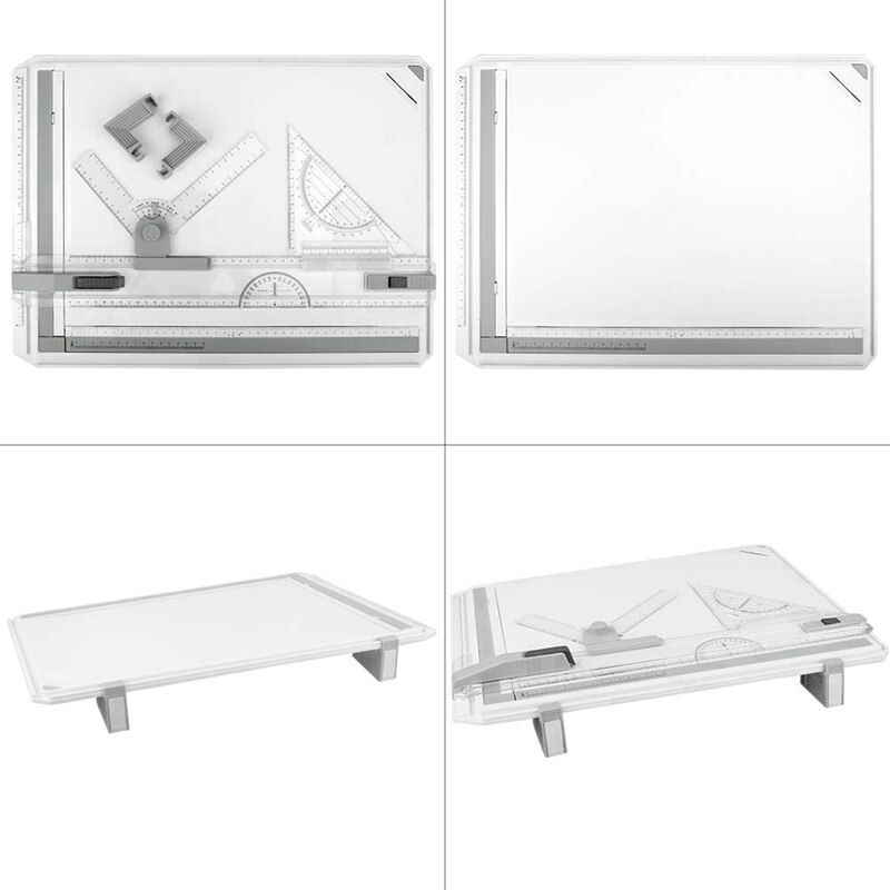 A3 Drawing Board Drafting Table Multifunctional Drawing Board Table with Clear Rule Parallel Motion and Angle Adjustable Measuri