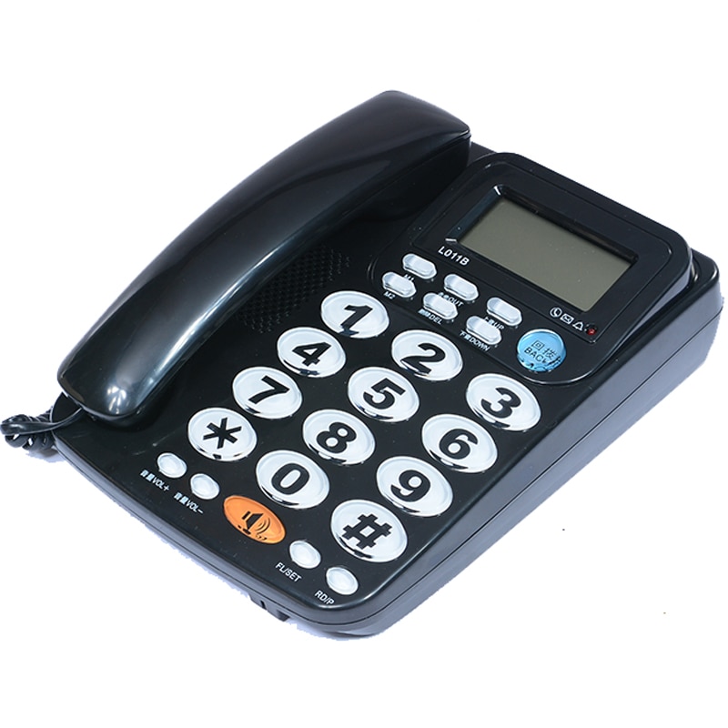 FSK/DTMF Caller ID Handfree Corder Telefoon Grote Knop Luid Ringtone Fixe Vaste Home Telefoon Zonder Batterij Voor Ouderen zwart