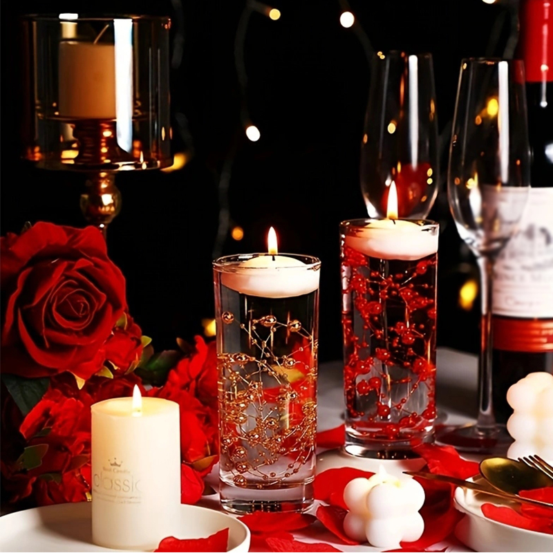 Bougies flottantes, remplissage de Vase, ficelle de perles, décoration de Table de mariage, surbrillance artificielle, chaîne de perles, chaîne en Faux plastique, 5 pièces
