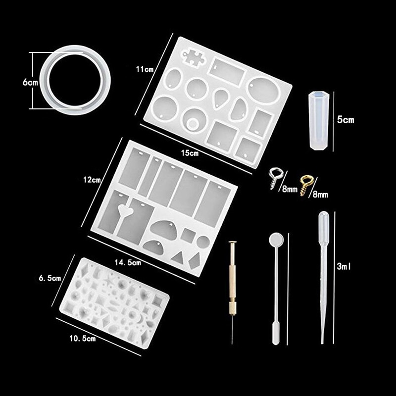 184 pezzi di Stampo In Silicone Della Miscela Bastone Contagocce Catenaccio Gioielli FAI DA TE Che Fanno Gli Accessori Strumenti di Stampi Geometrica Resina Epossidica Combinat