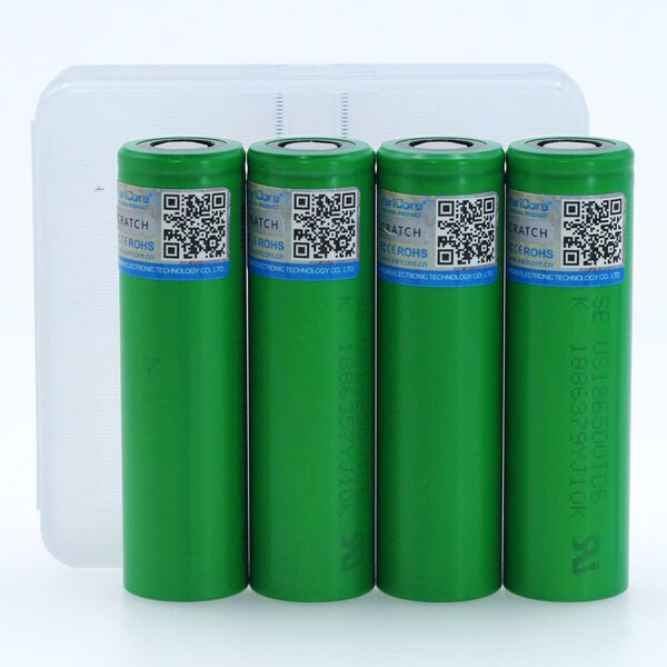 4 STKS VariCore VTC6 3.7 V 3000 mAh 18650 Li 30A Ontlading voor Sony US18650VTC6 batterijen + 18650 Batterij opbergdoos: White box