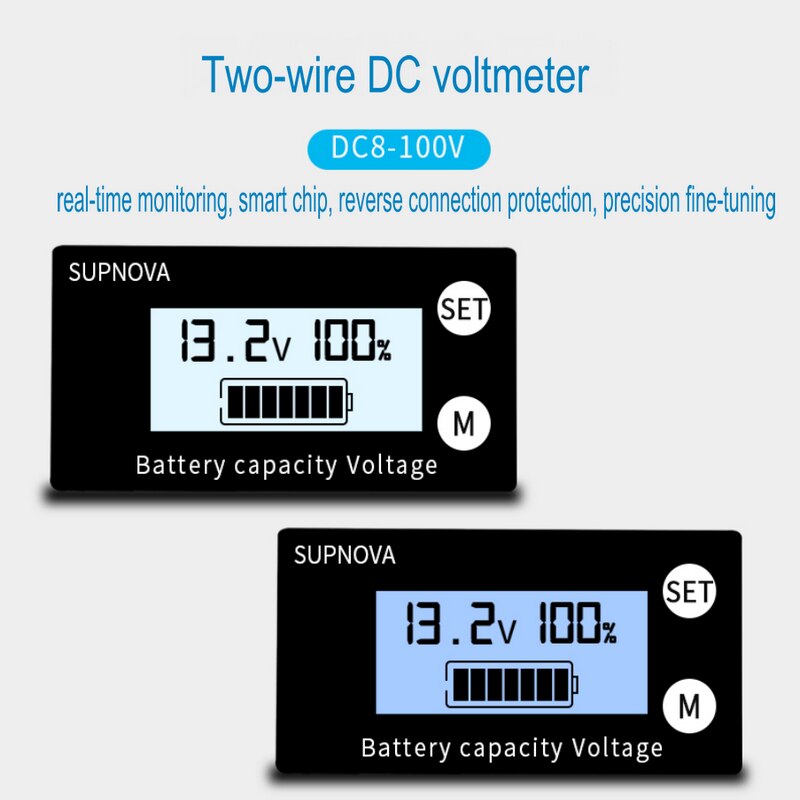 Lcd batteriindikator 12v batteri drivstoffmåler batteri litiumbatteri universell digital måler digital voltmeter