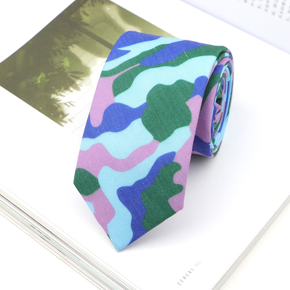 Cravate de Camouflage en coton et Polyester pour homme, nouveauté classique, noir, bleu, vert, militaire, costume de fête de mariage: 8