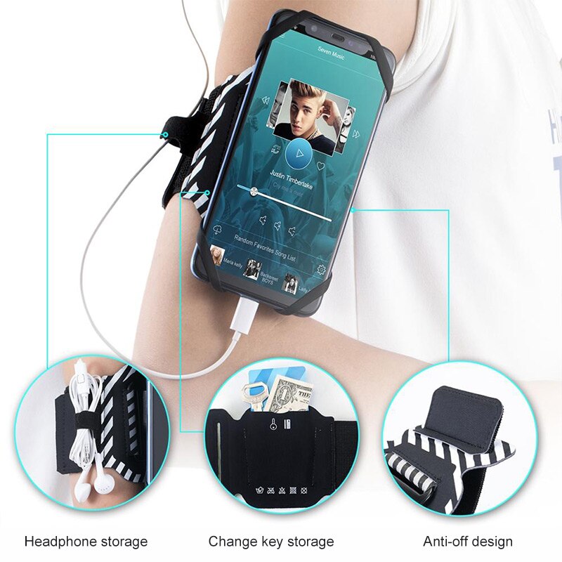 Soporte para teléfono de pulsera de 360 °, funda para brazalete deportivo de 4 a 8,5 pulgadas, para ciclismo, gimnasio, Samsung, iPhone y Huawei