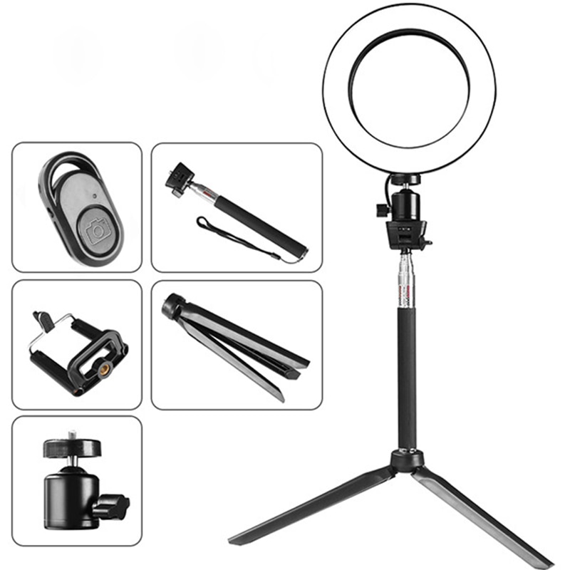 8" Photography LED Selfie Ring Light Dimmable Camera Phone Ring Lamp With Stand Tripods For Makeup Video Live Studio Ring Lamp