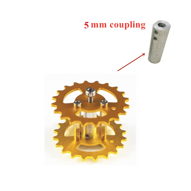 Aluminum Alloy Metal Driving Wheel Non-shock-aborbing Driving Wheel for Toy Tank Track Caterpillar Car Chassis Tracked Crawler: Gold 5mm coupling