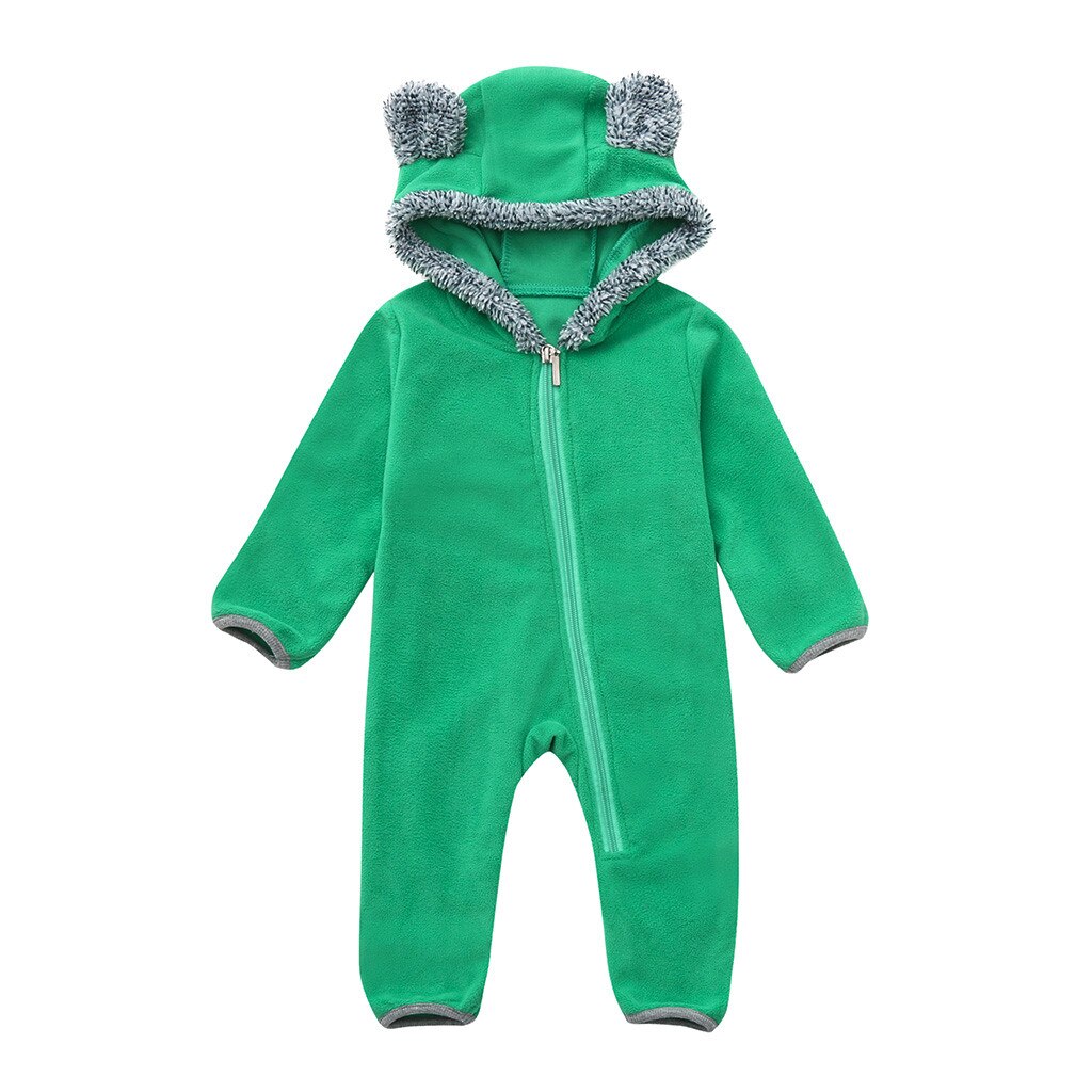 LONSANT Baby Pasgeboren Footies Hooded Solid Zpper Zachte Pasgeboren Kleding Kids Winter Warm Jumpsuuit Voor Baby 'S Een Stuk Kleding N30: 24M