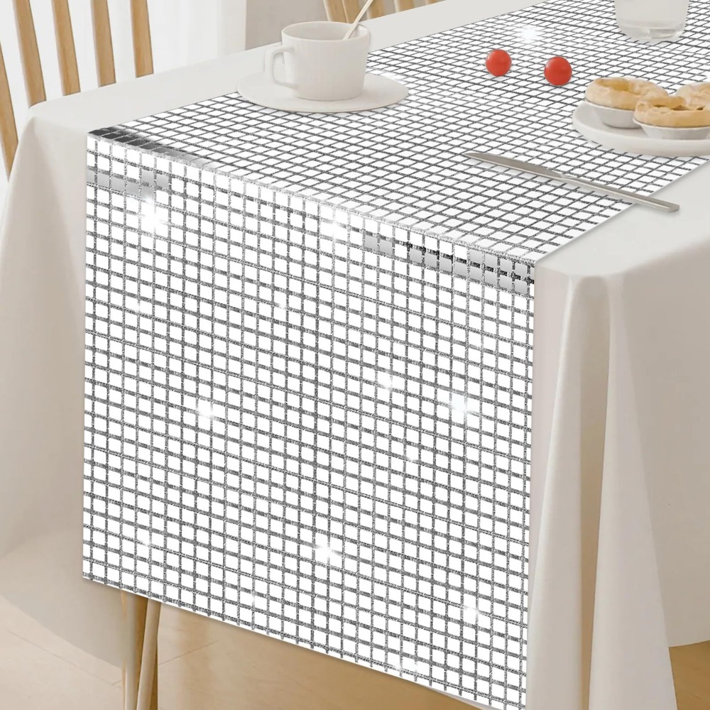 Glänsande glitter disco bordslöpare paljett europeisk stil bordsduk spegelduk jul