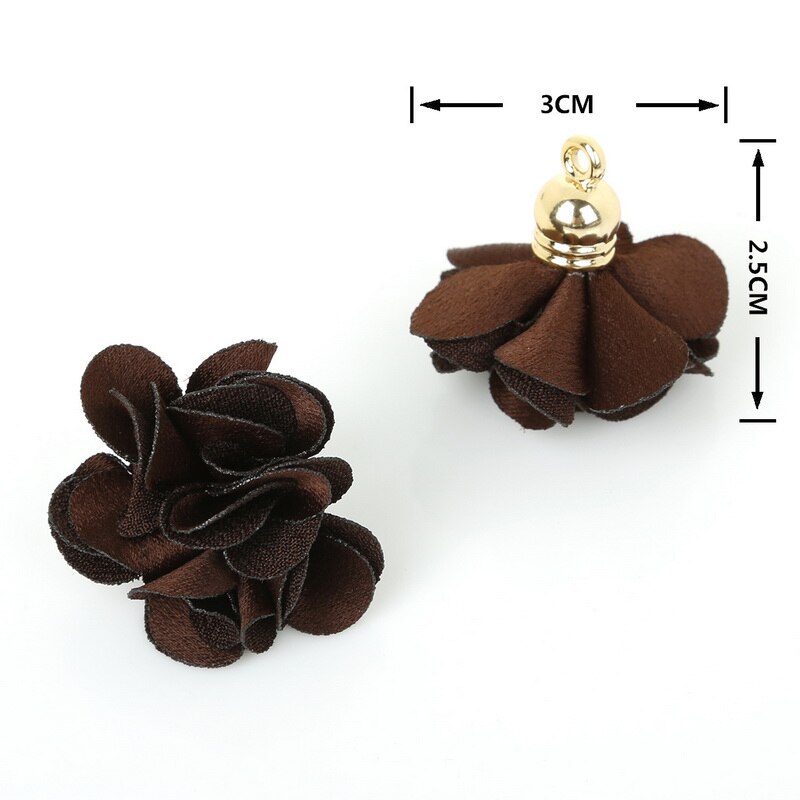 10 stuks 3*25cm bloemen bedel hanger kwastjes voor strik knutselen bruiloft feest decoratie doe-het-zelf benodigdheden verpakking accessoires: Donkerbruin