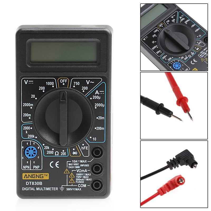 LCD Digital Multimeter DT-830 Electric Voltmeter Ammeter Ohm Tester AC/DC 750/1000V Amp Volt DT-830B home tester P10: Default Title