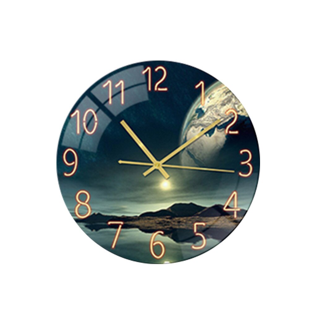 Living Room Digital Wall Clock Acrylic Mute Frameless Smart home Art Clock: E