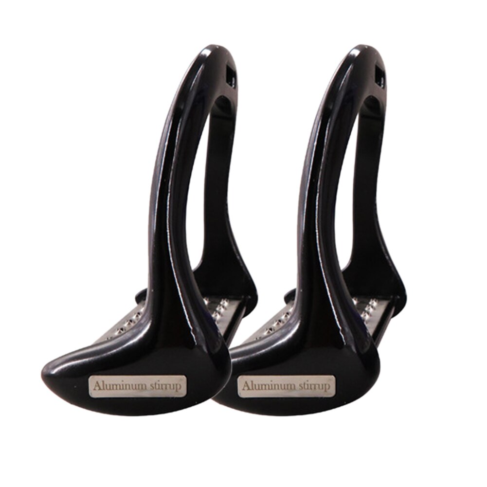 1 Pair Durable Aluminium Alloy Equipment Horse Stirrups Treads Saddle Anti Slip Riding Pedal Lightweight Equestrian Safety: Black