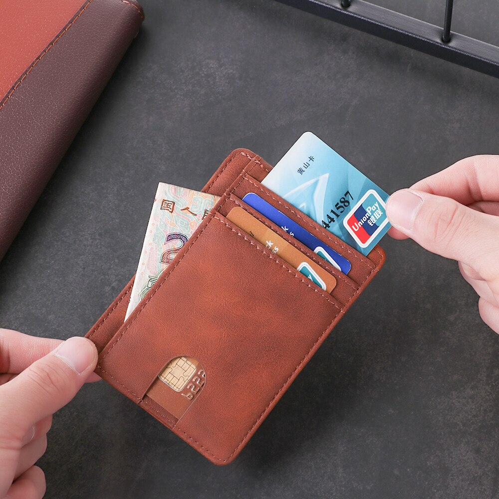 1PC PU cuir ID crédit porte-carte mince RFID blocage étui pour hommes femmes petit Mini carte sac cartes bancaires couverture