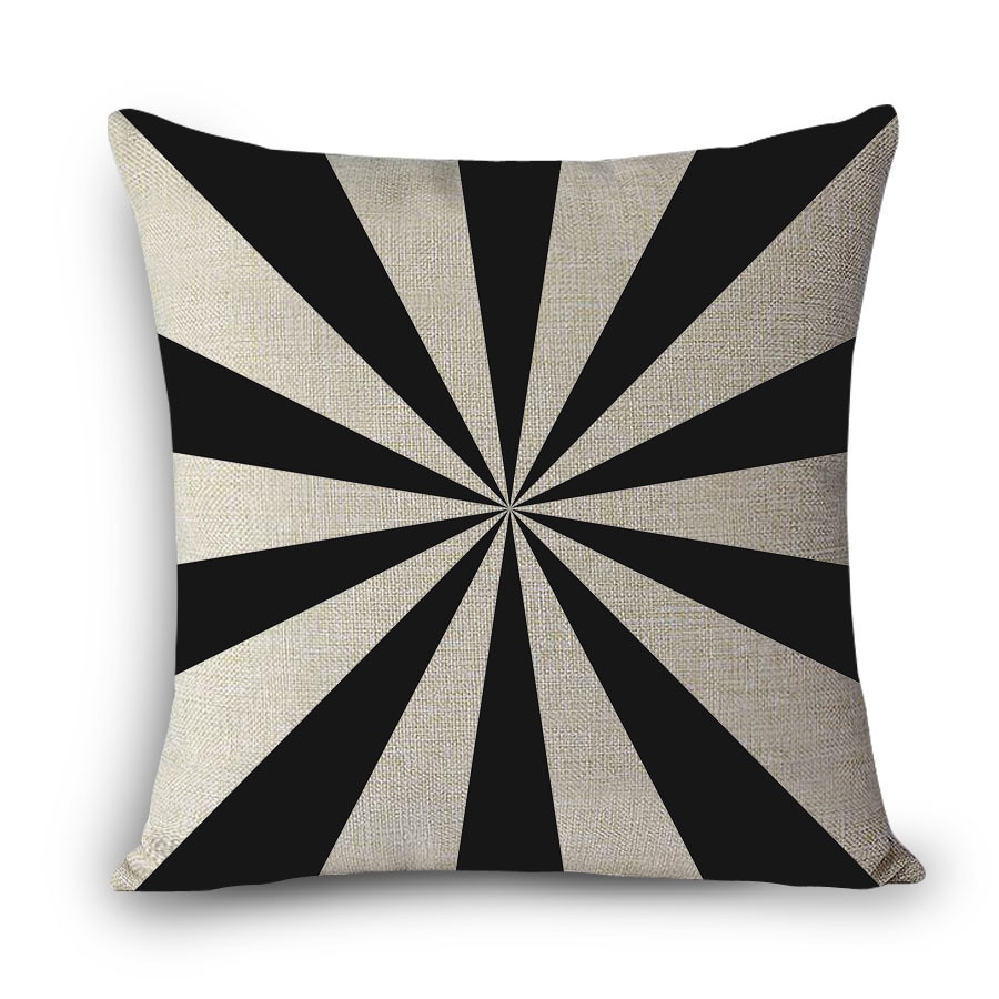 Cojines decorativos para el hogar, cubierta de asiento de lino con estampado cuadrado europeo, negro geométrico, blanco, vintage: 4